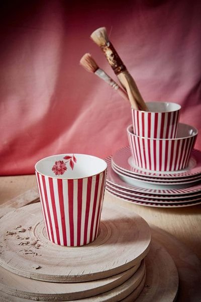 (image for) Pip Studio Royal Stripes Tasse Dunkelrosa | Pip Studio Sale-2736