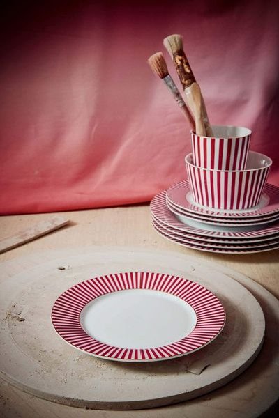 (image for) Pip Studio Royal Stripes Gebäckteller Dunkelrosa 17cm | Pip Studio Sale-2753