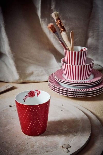 (image for) Pip Studio Royal Stripes Tasse Punkte Dunkelrosa | Pip Studio Sale-2725