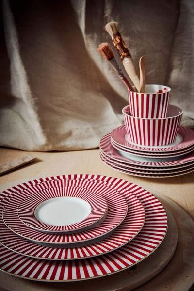 (image for) Pip Studio Royal Stripes Essteller Dunkelrosa 26.5cm | Pip Studio Sale-2710