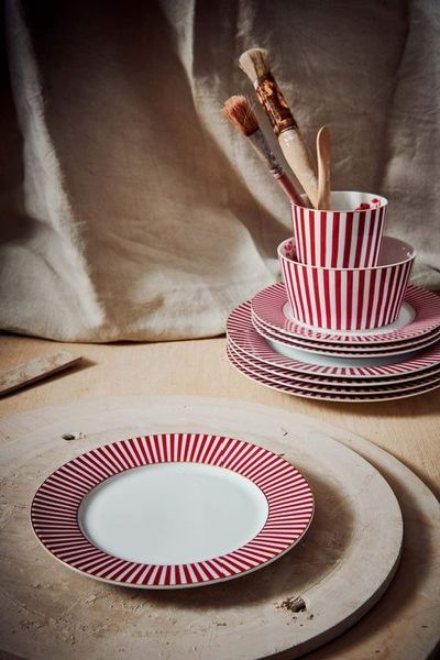 (image for) Pip Studio Royal Stripes Gebäckteller Dunkelrosa 17cm | Pip Studio Sale-2753