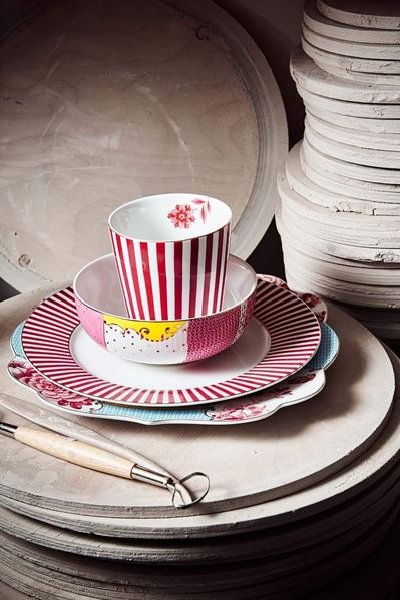 (image for) Pip Studio Royal Stripes Frühstücksteller Dunkelrosa 21cm | Pip Studio Sale-2741