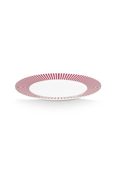 (image for) Pip Studio Royal Stripes Gebäckteller Dunkelrosa 17cm | Pip Studio Sale-2753