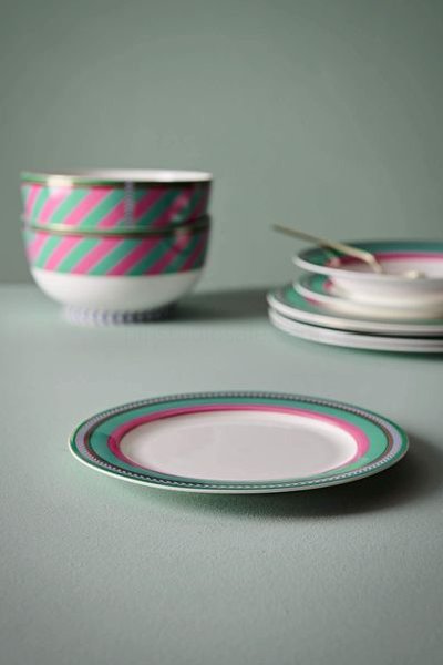 (image for) Pip Studio Pip Chique Stripes Frühstücksteller Rosa/Grün 23cm | Pip Studio Sale-2681