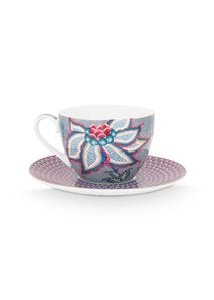 (image for) Pip Studio Flower Festival Cappuccino Tasse &Amp; Undertasse Hellblau | Pip Studio Sale-2793