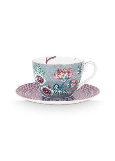 (image for) Pip Studio Flower Festival Cappuccino Tasse &Amp; Undertasse Hellblau | Pip Studio Sale-2793