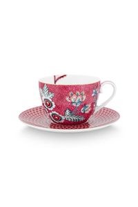 (image for) Pip Studio Flower Festival Cappuccino Tasse &Amp; Undertasse Dunkelrosa | Pip Studio Sale-2674 - Click Image to Close