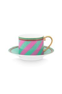 (image for) Pip Studio Pip Chique Stripes Cappuccino Tasse &Amp; Untertasse Rosa/Grün | Pip Studio Sale-2667 - Click Image to Close