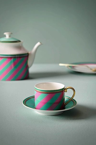 (image for) Pip Studio Pip Chique Stripes Cappuccino Tasse &Amp; Untertasse Rosa/Grün | Pip Studio Sale-2667