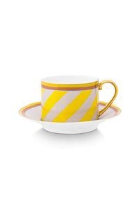 (image for) Pip Chique Pip Chique Stripes Cappuccino Tasse &Amp; Untertasse Gelb | Pip Studio Sale-2338