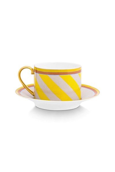 (image for) Pip Chique Pip Chique Stripes Cappuccino Tasse &Amp; Untertasse Gelb | Pip Studio Sale-2338