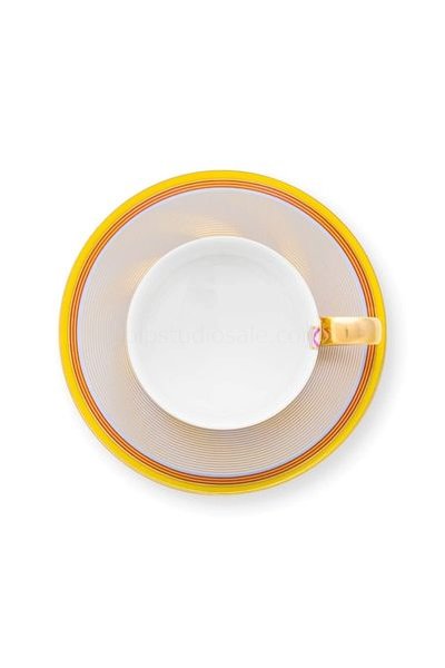 (image for) Pip Chique Pip Chique Stripes Cappuccino Tasse &Amp; Untertasse Gelb | Pip Studio Sale-2338