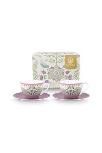 (image for) Pip Studio Lily &Amp; Lotus Set/2 Cappuccino Tasse &Amp; Untertasse Lila | Pip Studio Sale-2295 - Click Image to Close