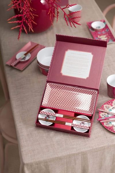 (image for) Pip Studio Oriental Flower Festival Set/6 Sushi Dunkelrosa | Pip Studio Sale-2633