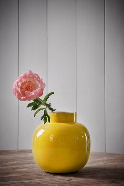 (image for) Runde Metall Vase Gelb 25 Cm | Pip Studio Sale-3301