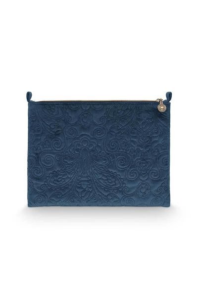 (image for) Pip Studio Flaches Necessaire Gross Samt Quiltey Days Blau | Pip Studio Sale-3139