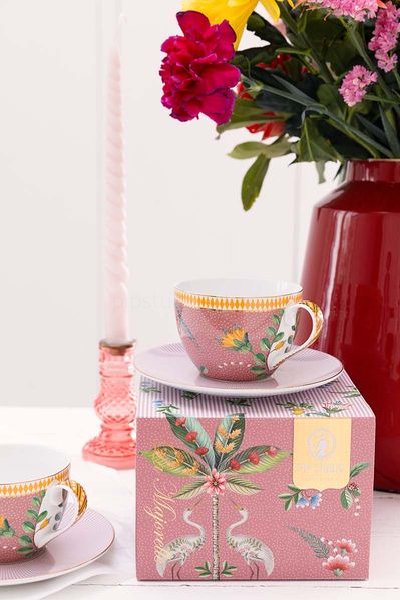 (image for) Pip Studio La Majorelle Set/2 Cappuccino Tassen &Amp; Undertassen Rosa | Pip Studio Sale-2815