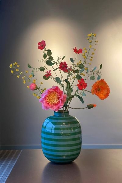 (image for) Pip Studio Metall Vase Stripes Grün 32cm | Pip Studio Sale-2235