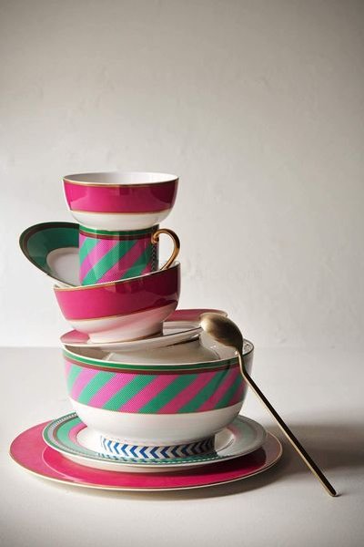 (image for) Pip Studio Pip Chique Stripes Schale Rosa/Grün 20.5cm | Pip Studio Sale-2697