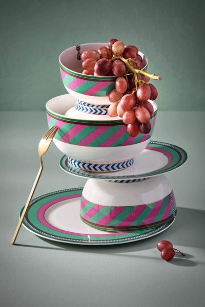 (image for) Pip Studio Pip Chique Stripes Essteller Rosa/Grün 28cm | Pip Studio Sale-2689