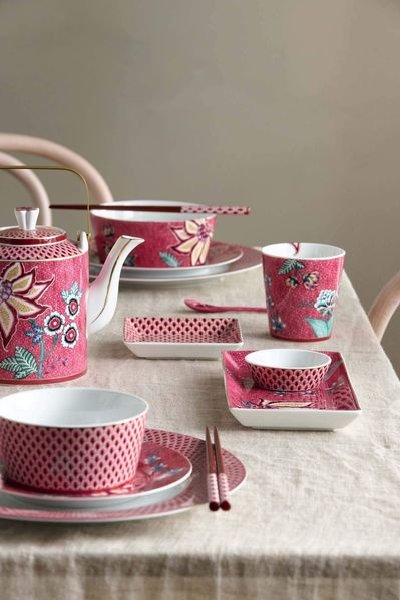 (image for) Pip Studio Oriental Flower Festival Set/6 Sushi Dunkelrosa | Pip Studio Sale-2633